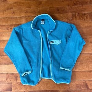 Kids Patagonia Synchilla Full-Zip Fleece, Turquise, Youth XL (14)